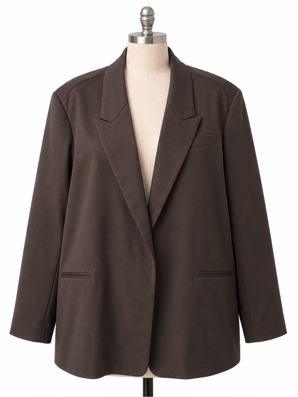 Ashley Graham Dark Java Oversized Tailored Blazer Jacket – Plus Size 5X